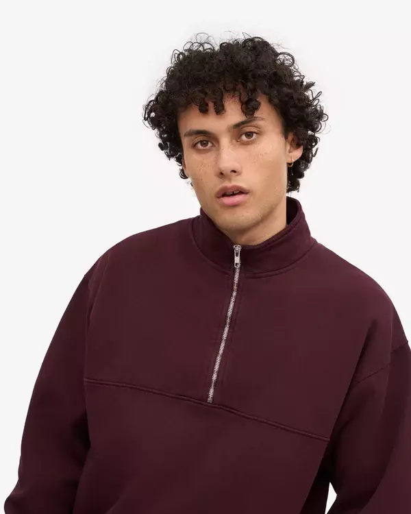 Colorful Standard Organic Quarter Zip Unisex Oxblood Red Dunkelrot 